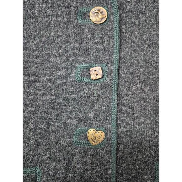 NWT Woolrich 100% Lambs Wool Charcoal Vest Bear & Deer Applique Women Sz M - Picture 7 of 10